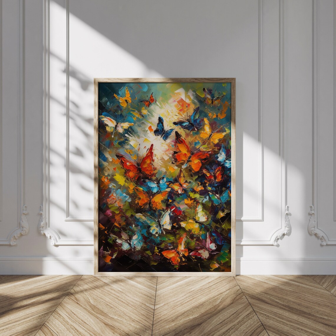 Vibrant Butterfly Swarm Impressionist Painting in Warm Colors Poster - Image 6