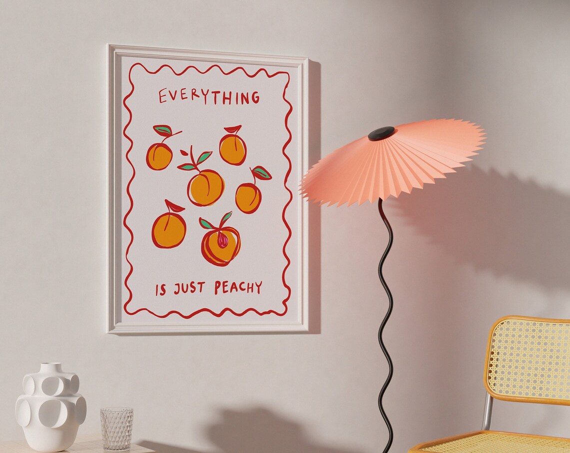 Peach Print Motivational Typography, Maximalist Art Print