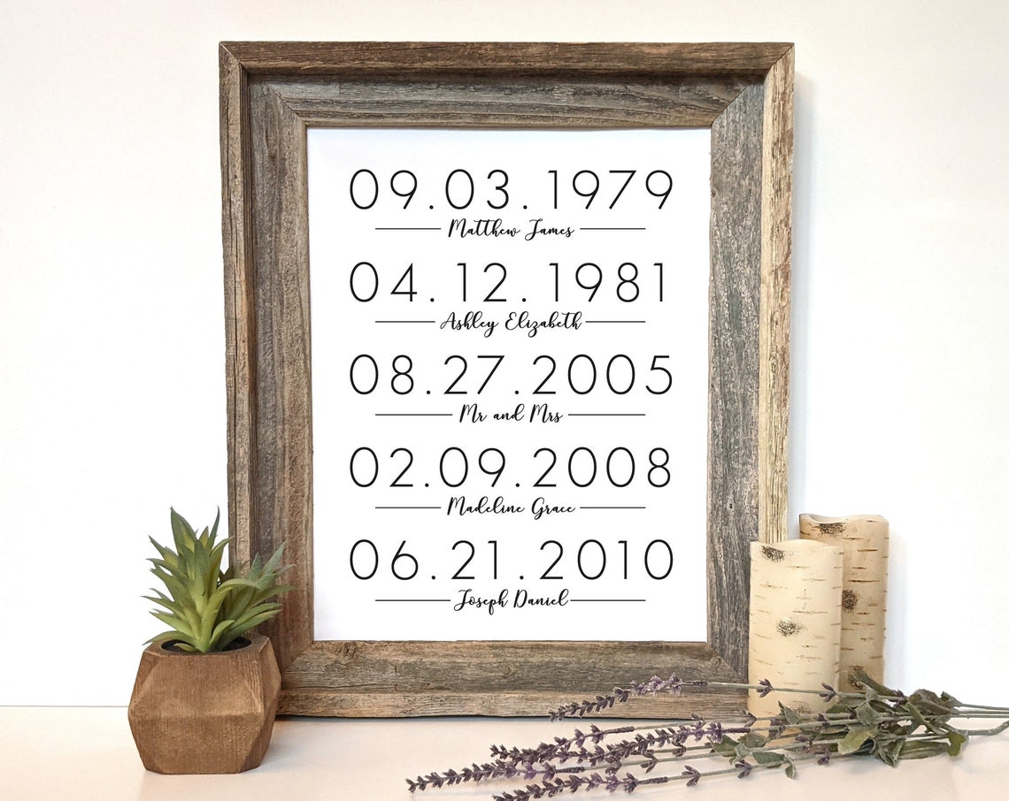 Family Milestone Dates Black White Minimal Modern Rustic Dates Poster