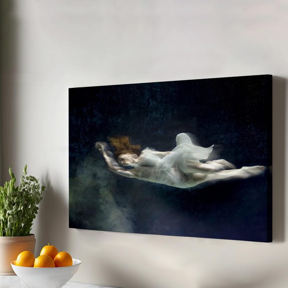Underwater Woman Decorative Wall Art Canvas Room Decor Classic Large Hanging Home