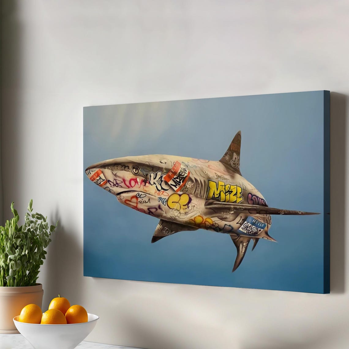 Graffiti Shark Street Art Canvas Colorful Pop Art Wall Poster
