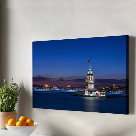 Maidens Tower Night Scene Decorative Canvas Art Gift For Home Decor Regional Wall Large Modern