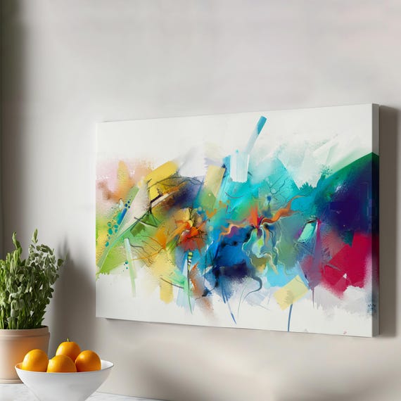 Abstract Brushstrokes Oil Painting Look Decorative Canvas Wall Art Framed Large