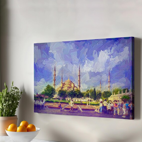 Blue Mosque Istanbul Impressionist Oil Painting Cityscape Artwork Poster
