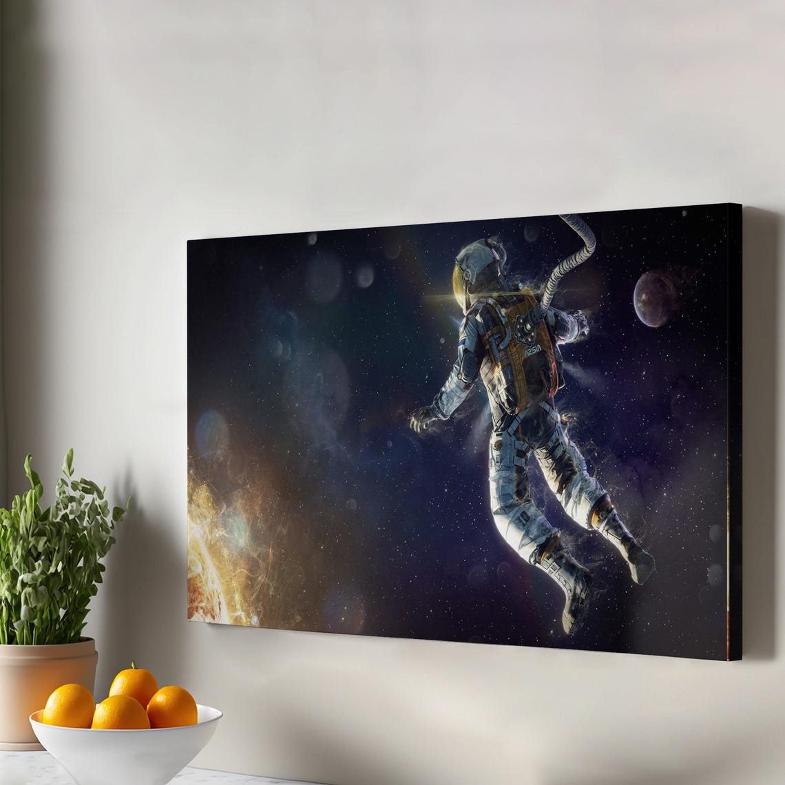 Astronaut Spacewalk Deep Space Galaxy Stars Canvas Art Poster