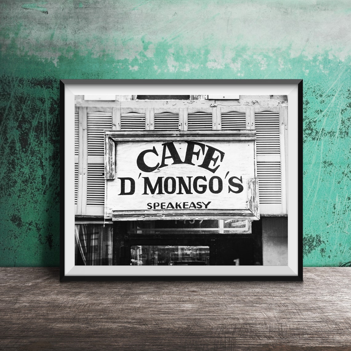 Cafe D'Mongo's Speakeasy Detroit Rustic Wooden Sign Photo Poster - Image 2