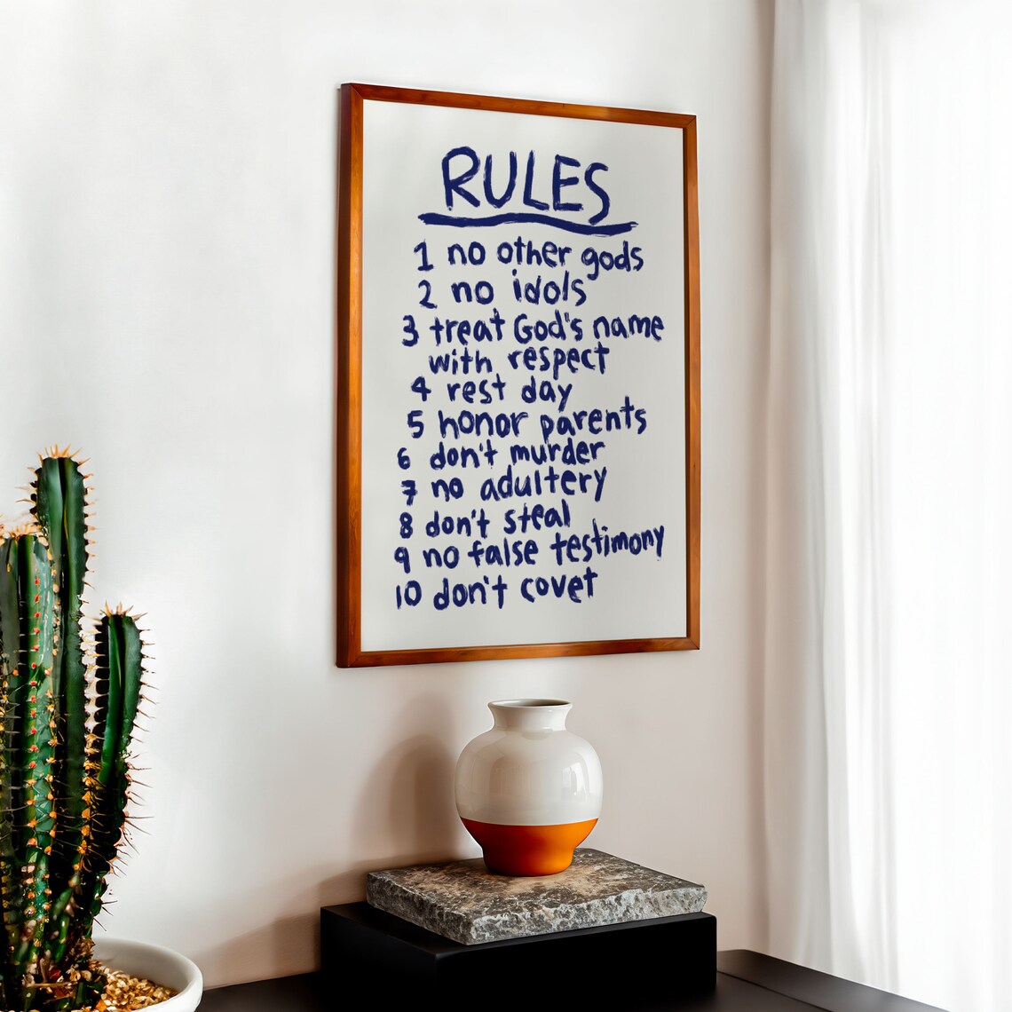 Retro Rules Art Print, Ten Commandments Christian - Image 2