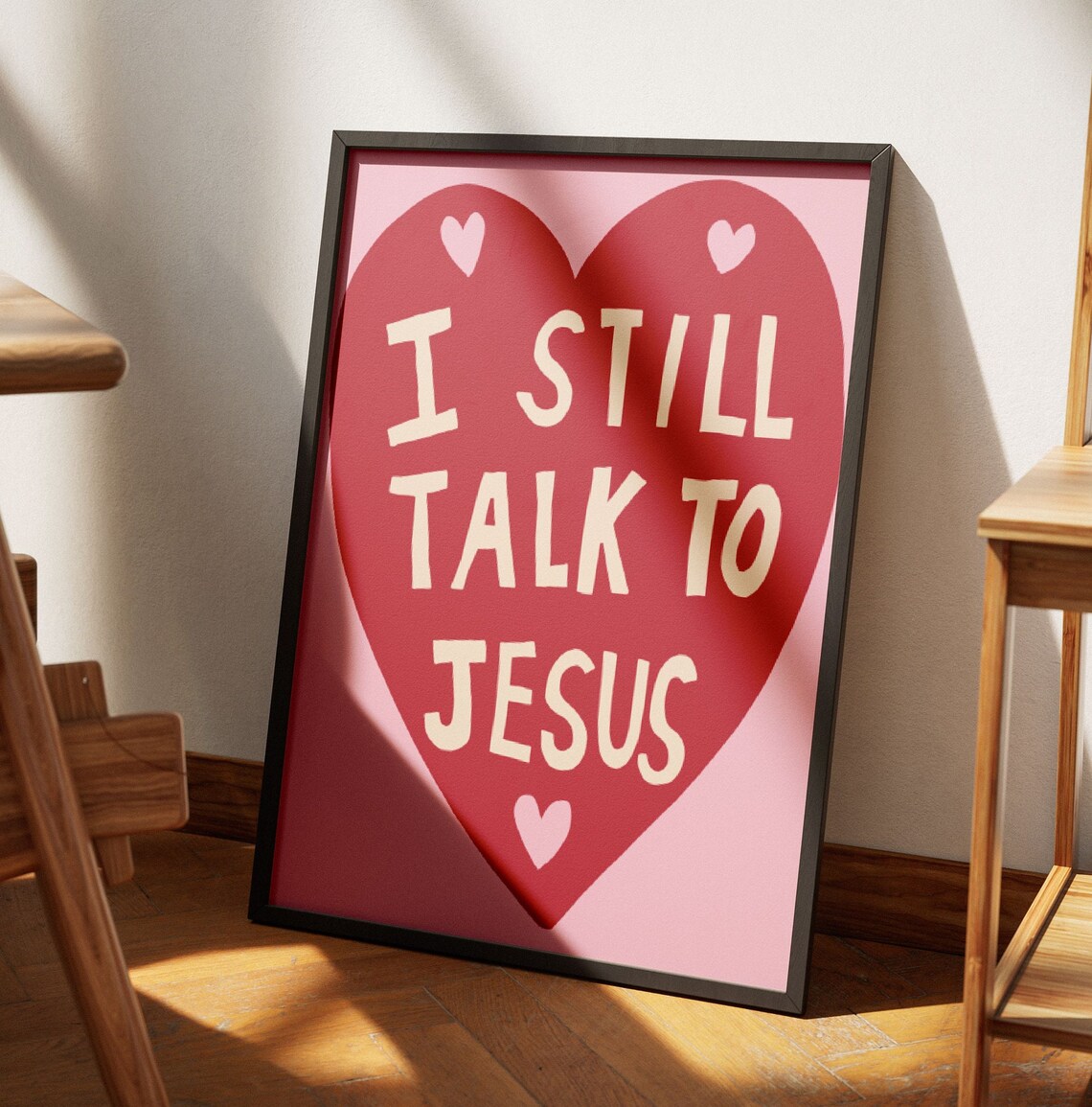 Coquette Room Decor Aesthetic Christian Wall Art Coquette Heart Print Jesus Art Trendy Retro Wall Art Christian Girl Modern Bible Art Poster - Image 3