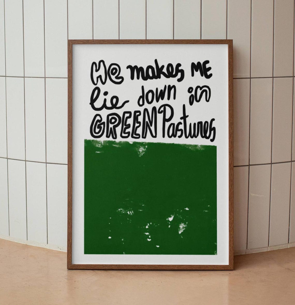 He Makes Me Lie Down In Green Pastures Psalm 23 Bible Verse Poster - Image 2