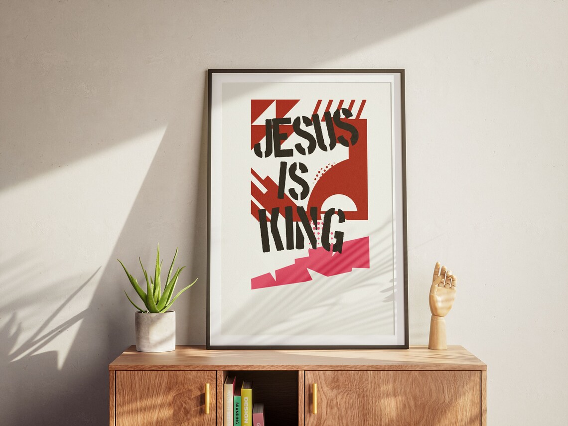 Jesus Is King Vintage Christian Art Print - Image 2