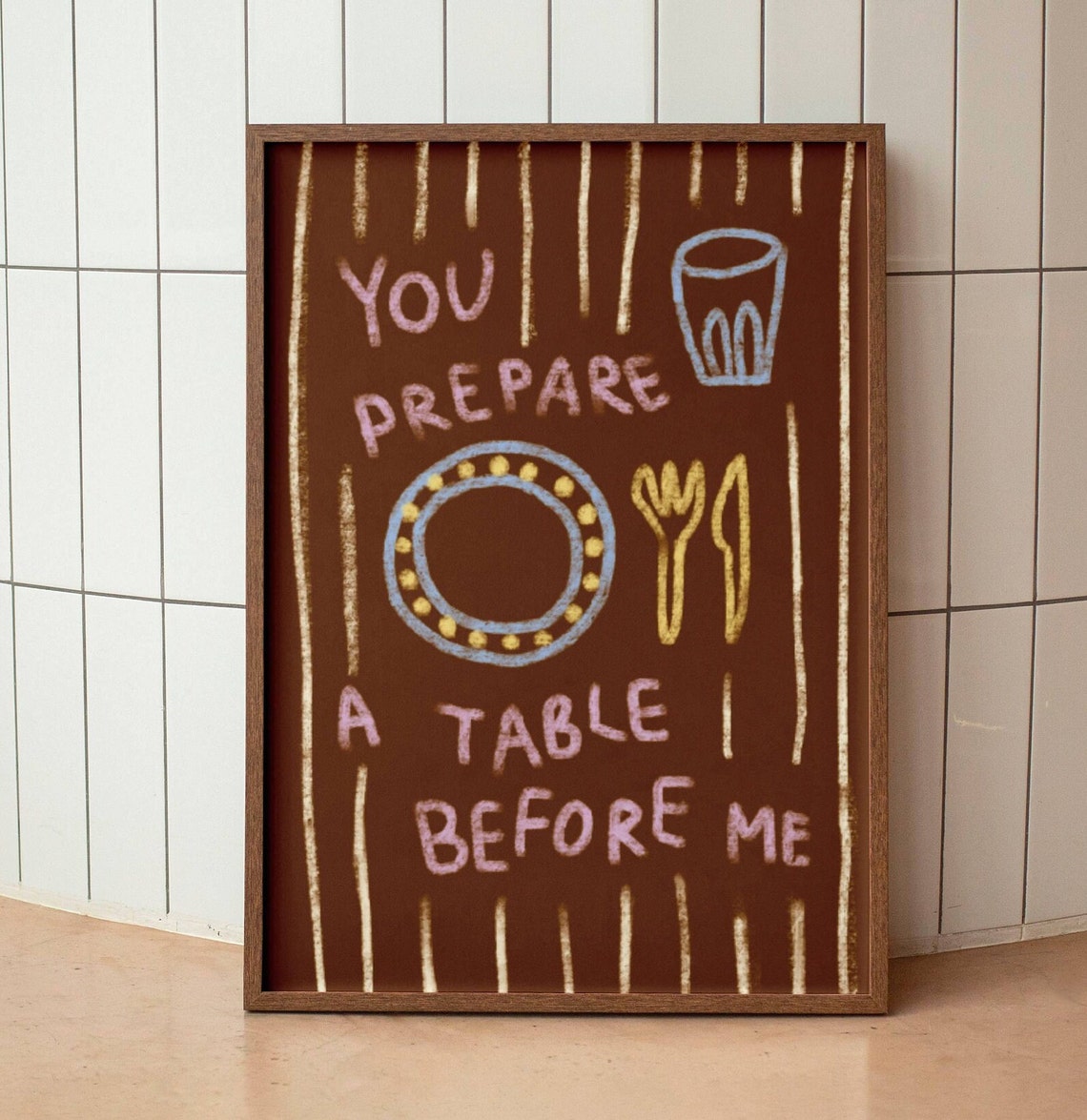 You Prepare A Table Before Me Psalm 235 Chalk Kitchen Poster - Image 3