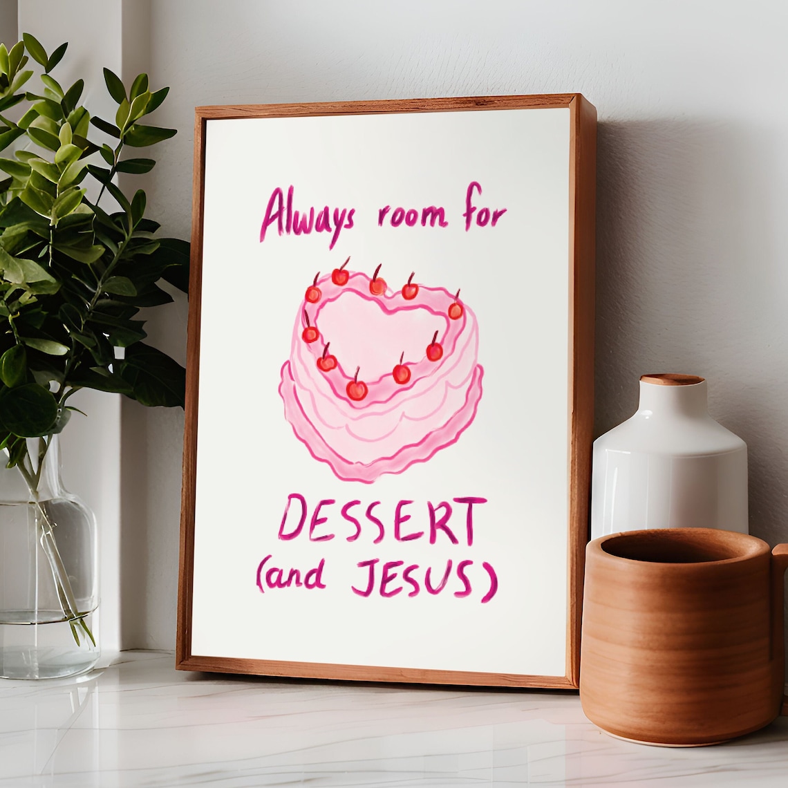 Coquette Christian Jesus Wall Art Poster, Cute Kitchen Decor