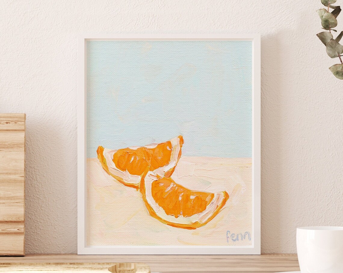 Oranges Still Life Art Print, Kitchen Wall Art
