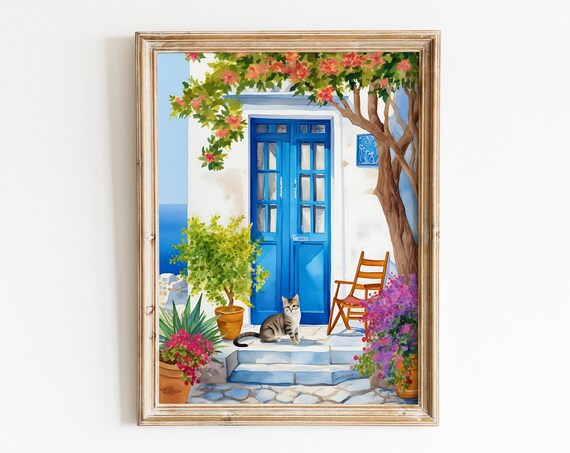 Greek Cottage, Lefkes Paros Greece Travel Art Print