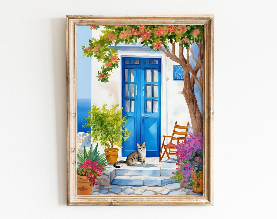 Greek Cottage, Lefkes Paros Greece Travel Art Print