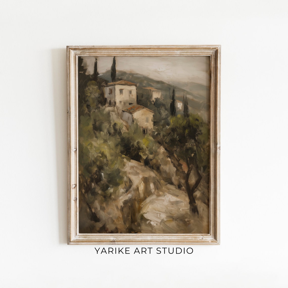 Italian Antique Landscape Painting Vintage Italian Wall Art Rustic Farmhouse Decor Oil Painting Print Yarike 206 Ai