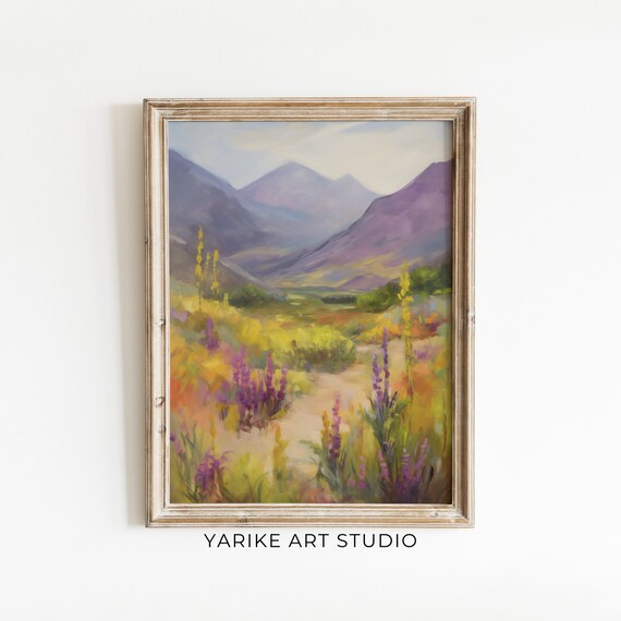 Mountain Valley Wildflowers Purple Lupines Golden Hills Poster