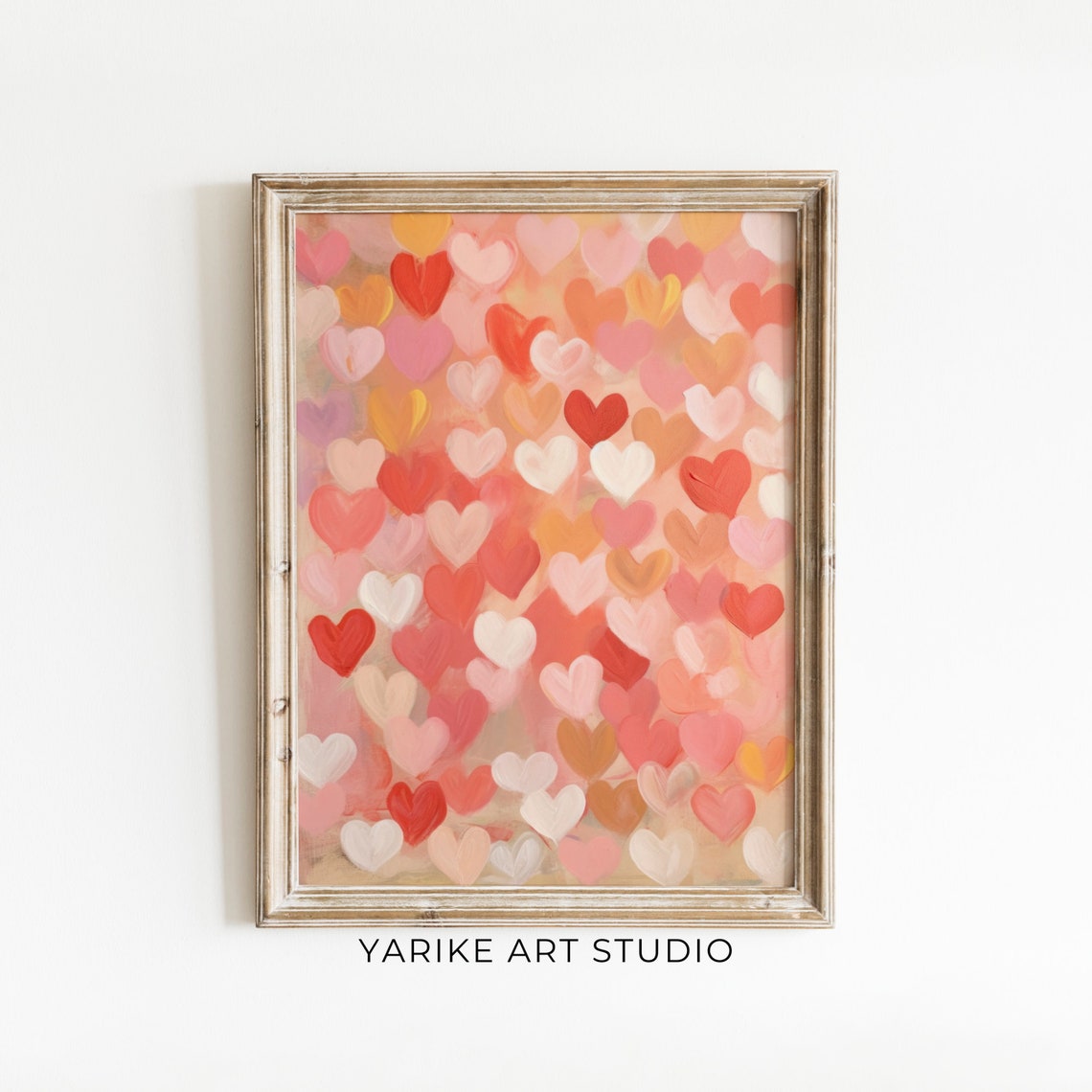 Pattern Of Painted Hearts In Red Pink Orange Valentine Poster