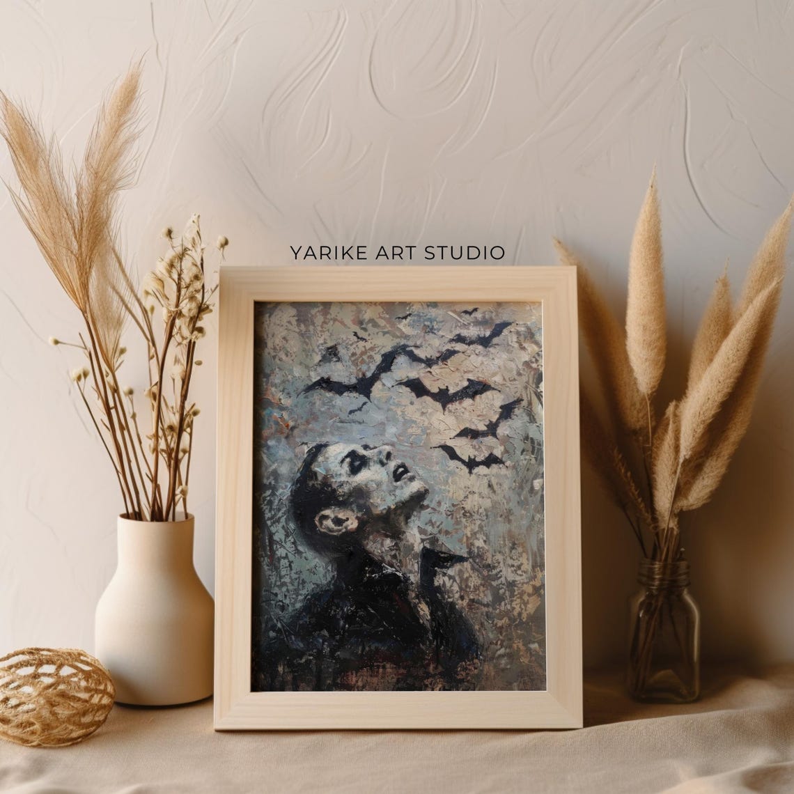 Vampire Awakening With Flying Bats Dark Horror Grunge Poster - Image 4