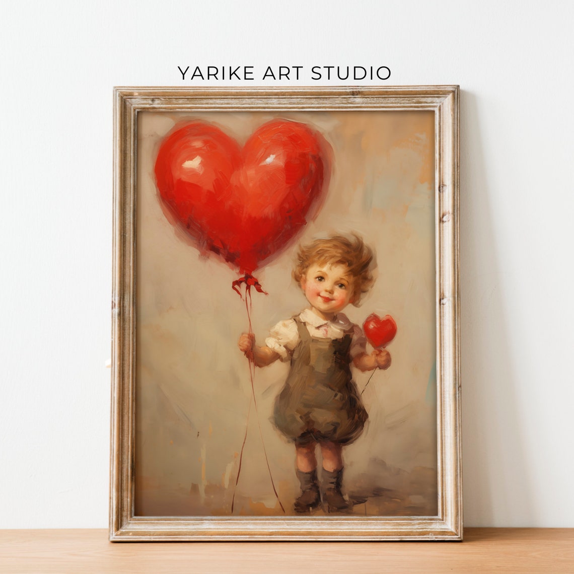 Boy Portrait Painting Red Heart Balloon Wall Art Moody Valentines Day Print Antique Love Angel Vintage Valentines Day Poster 264 Ai - Image 4