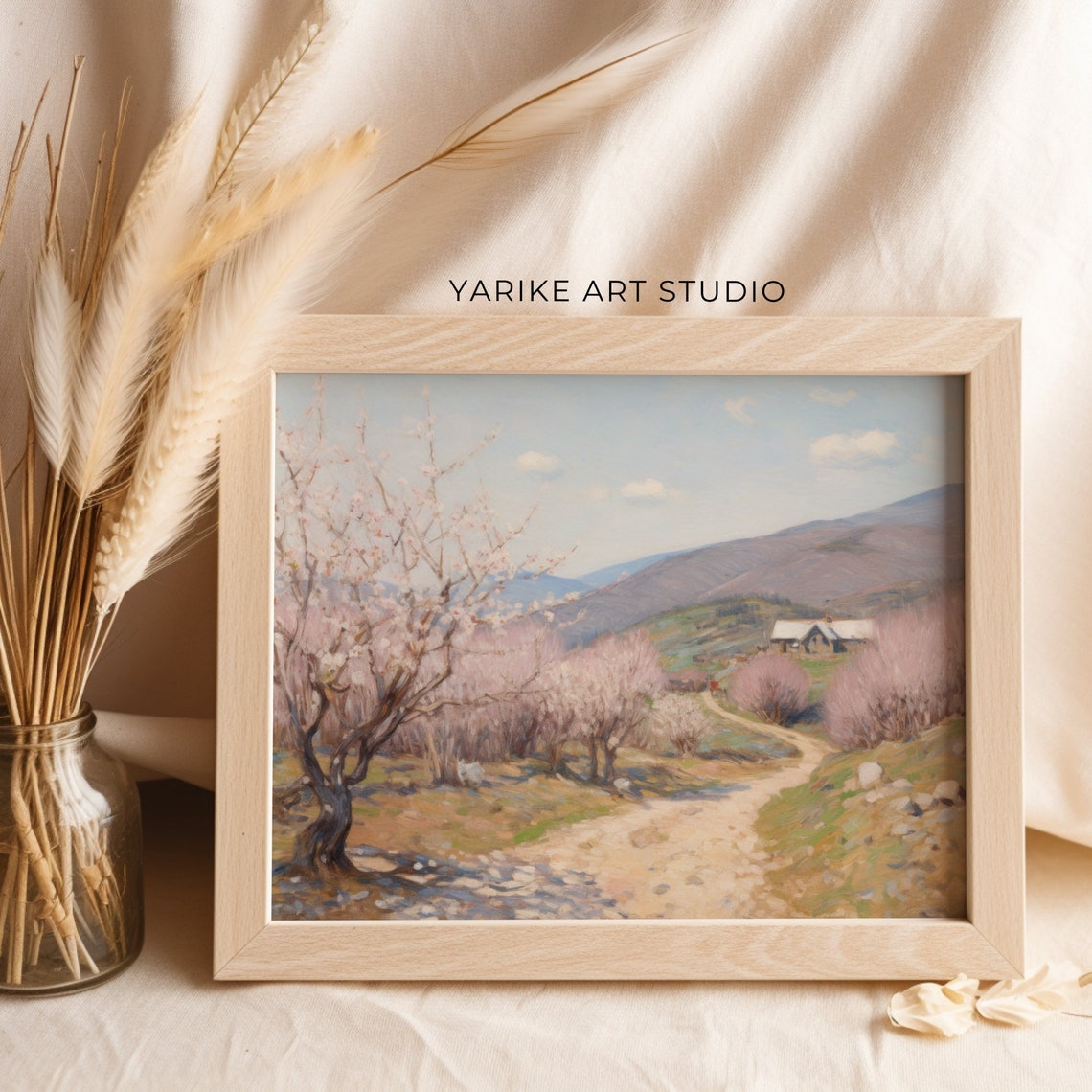 Vintage Countryside Oil Painting Farmhouse Wall Art Country Landscape Print Antique Spring Art Farmhouse Decor Print 459 - Image 2
