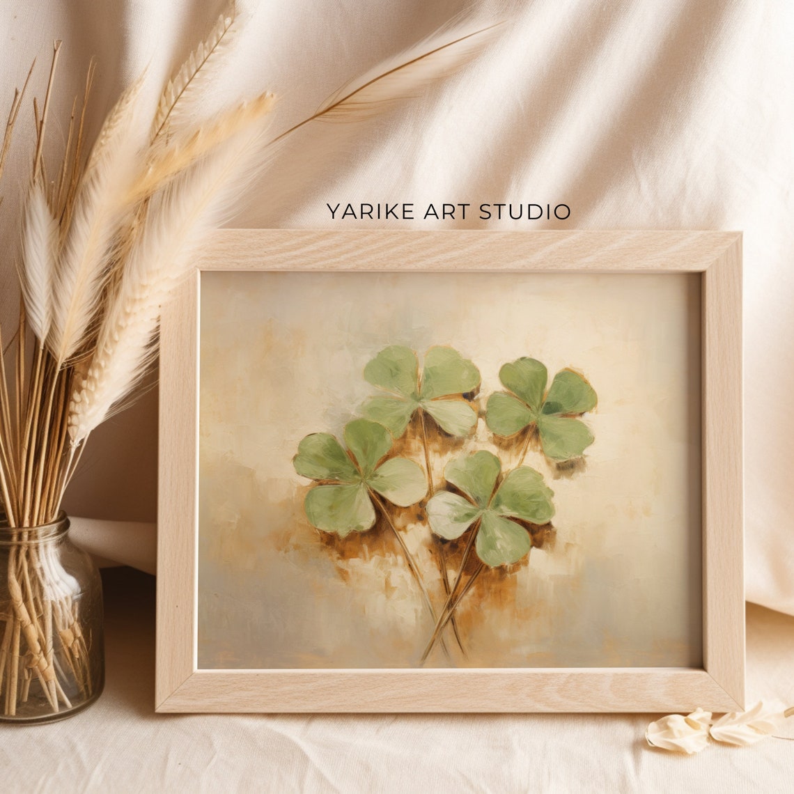 Four Leaf Clover Shamrocks Rustic Botanical St Patricks Day Poster - Image 2