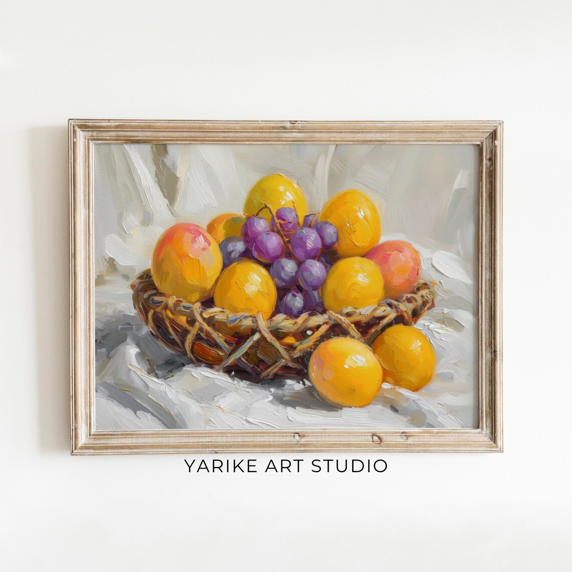 Basket Of Lemons And Grapes Vintage Kitchen Still Life Painting Poster