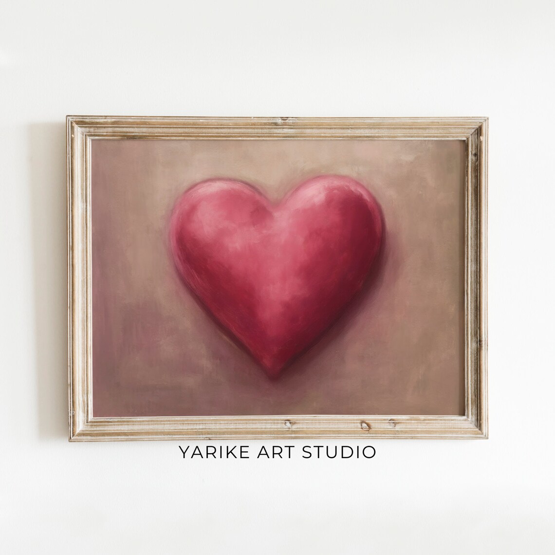 Pink Heart Painting Simple Romantic Love Minimalist Art Poster