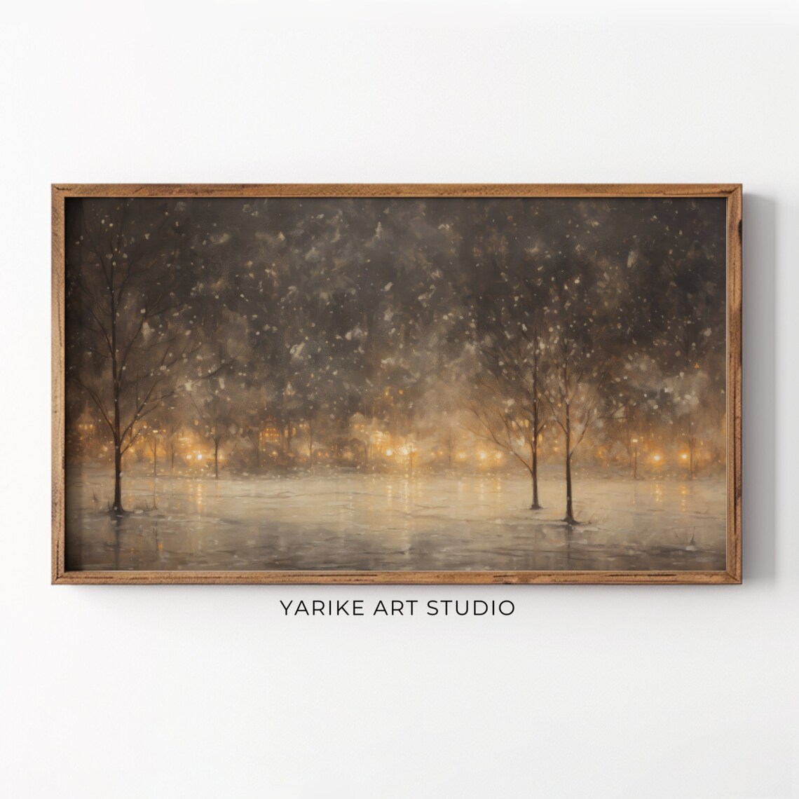 Winter Night Cityscape Frame Tv Art Vintage Winter Town Landscape Frame Tv Art Christmas Frame Tv Screensaver Winter Holiday Painting 87