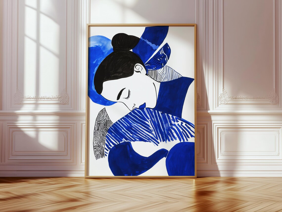 Abstract Woman Portrait, Minimalist Brushstroke Art