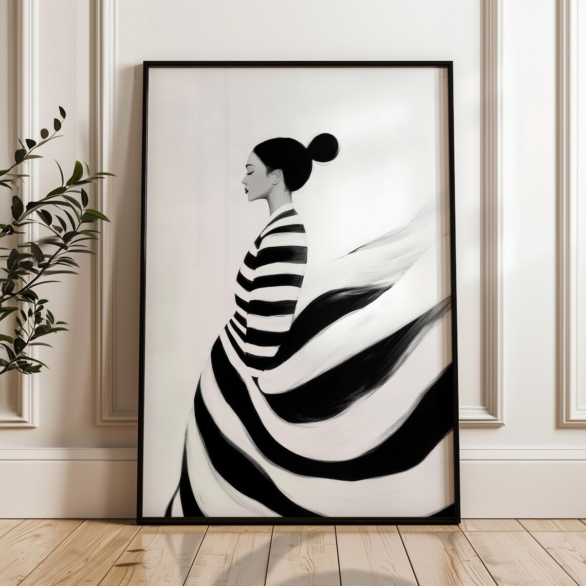 Minimalist Black and White Woman Portrait Art Print