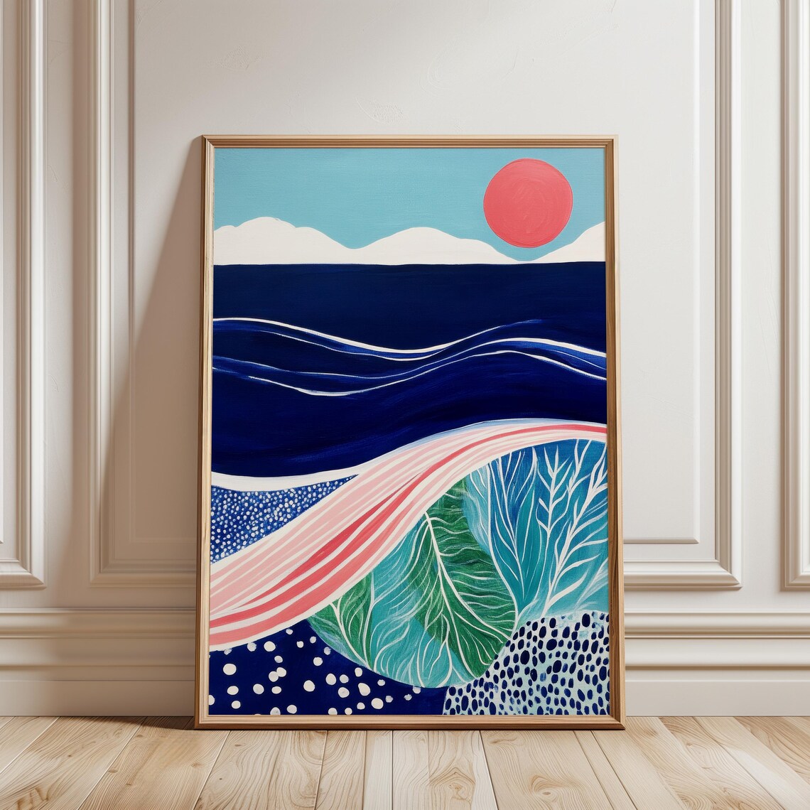 Abstract Ocean Landscape With Sun, Modern Coastal
