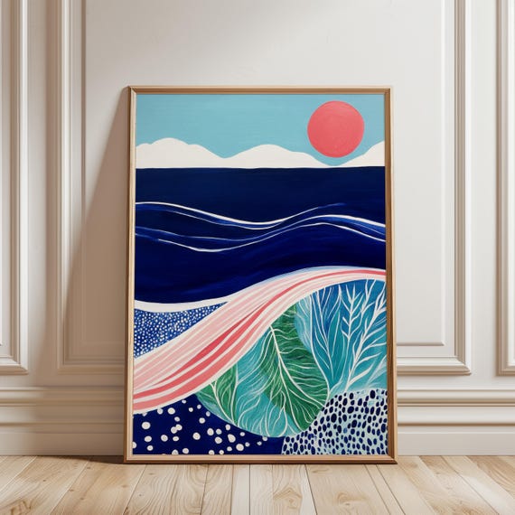 Abstract Ocean Landscape With Sun, Modern Coastal