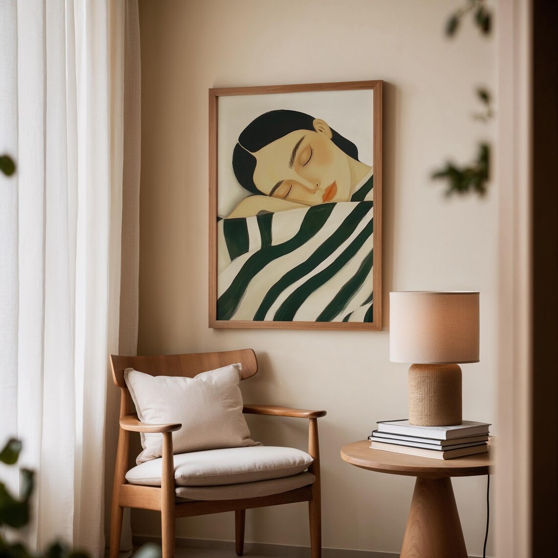 Resting Woman Portrait, Abstract Modern People - Image 3