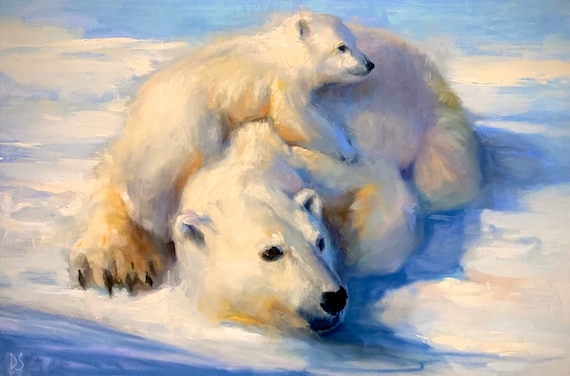 Polar Bear Portrait Art Print, Canadian Wildlife