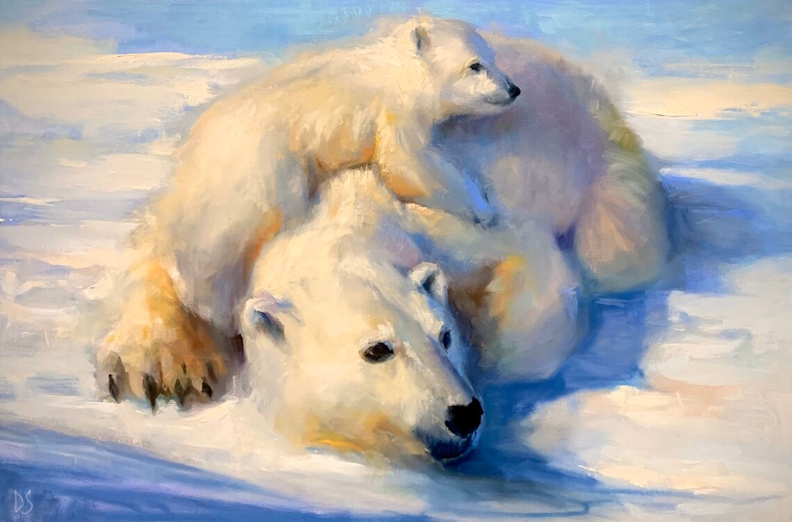 Polar Bear Portrait Art Print, Canadian Wildlife