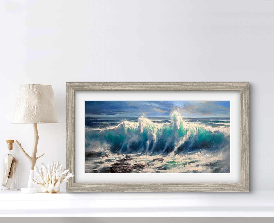 Poseidons Messengers Horses Seascape Art Print