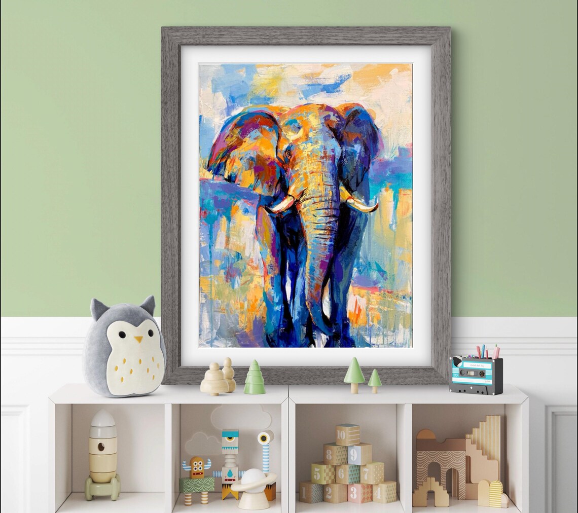 Majestic Elephant Art Print, African Safari