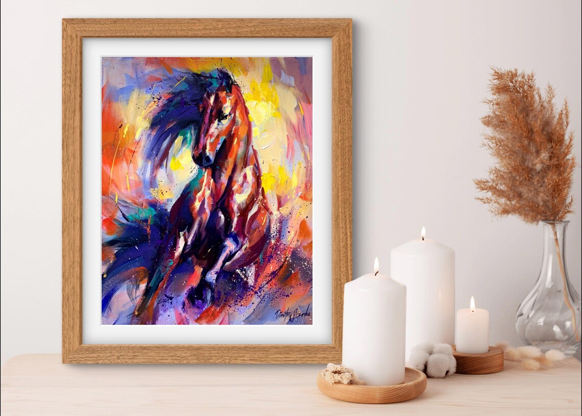 Running Horse Art Print, Western Rustic Decor