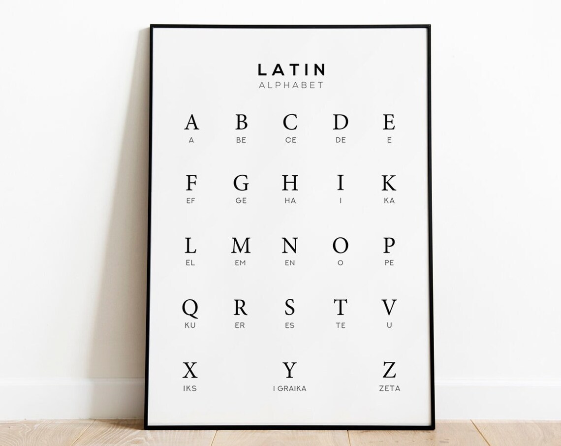 Classical Latin Alphabet Language Learning Poster