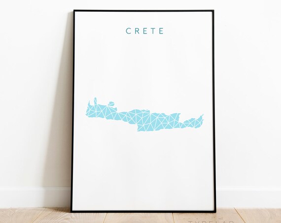 Crete Print Crete Map Print Greece Travel Poster Geometric Art Print Crete Poster Greek Island Wall Decor Minimalist Wall Art