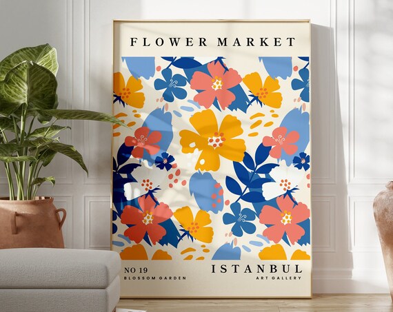 Istanbul Flower Market Blossom Garden Colorful Floral Art Poster