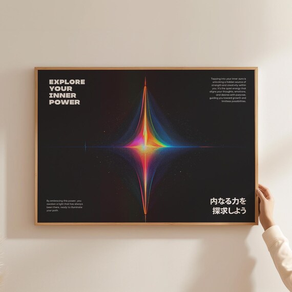 Explore Your Inner Power Rainbow Cosmic Energy Starburst Art Poster