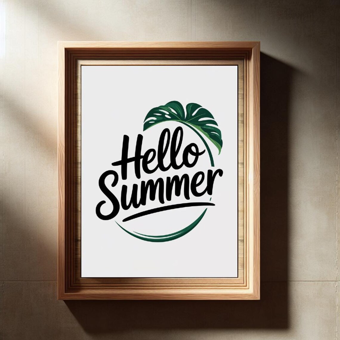 Monstera Hello Summer Wall Art Modern Tropical Botanical - Image 2