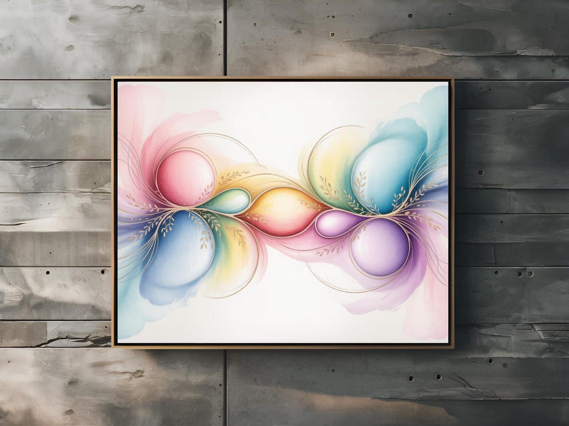 Soft Delicate Pastel Petal Orbs With Gold Accents Abstract Print - Image 3