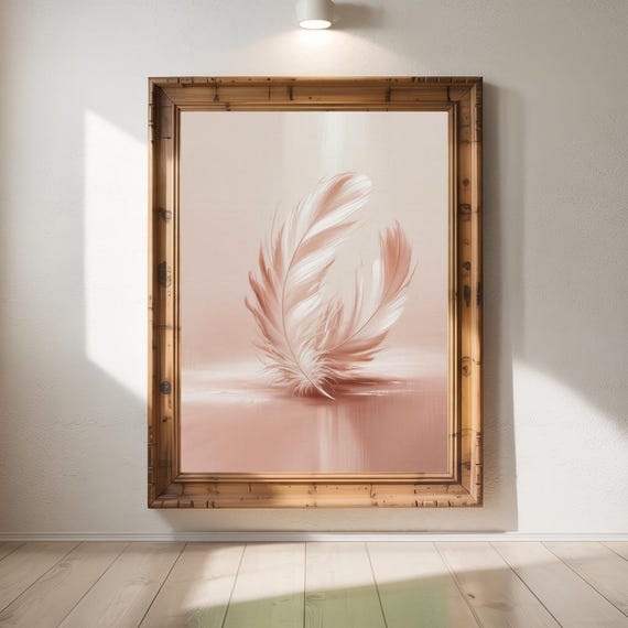 Delicate Feather In Neutral Tones Minimalist Print