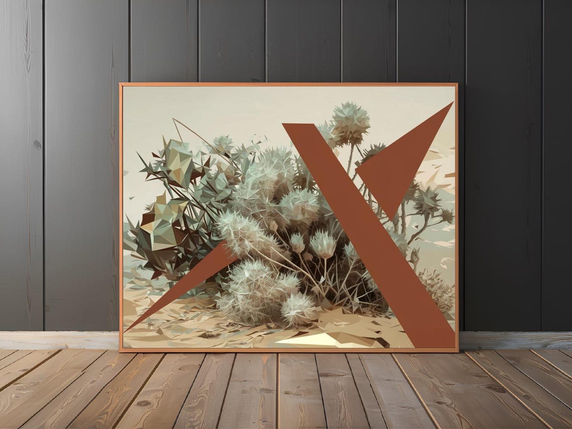 Geometric Dried Desert Flowers Low Poly Botanical Art Poster - Image 2
