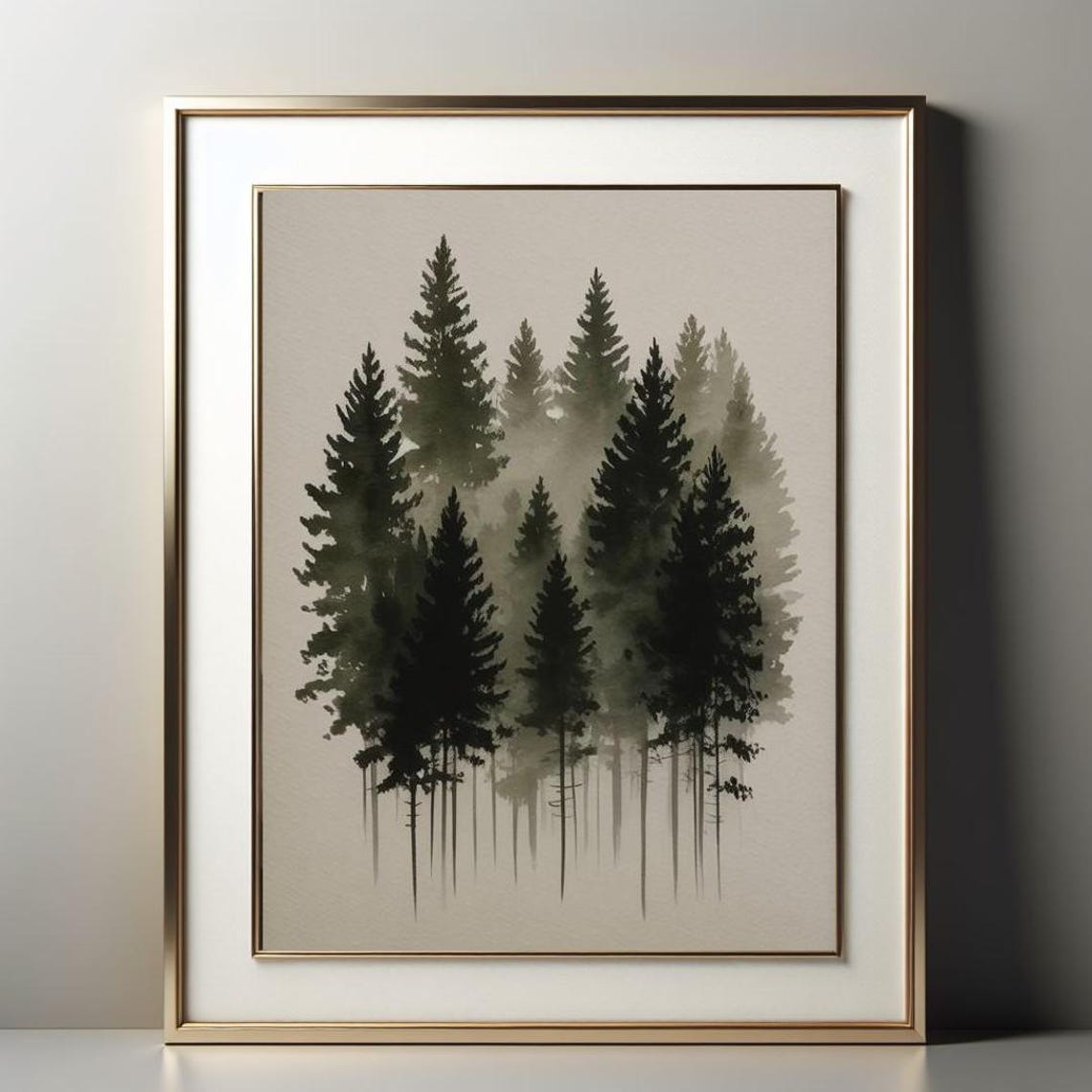 Misty Pine Forest Minimalist Nature Wall Art