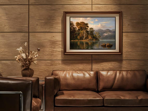 Mountain Lake Forest Nature Art Print Decor Wall Room