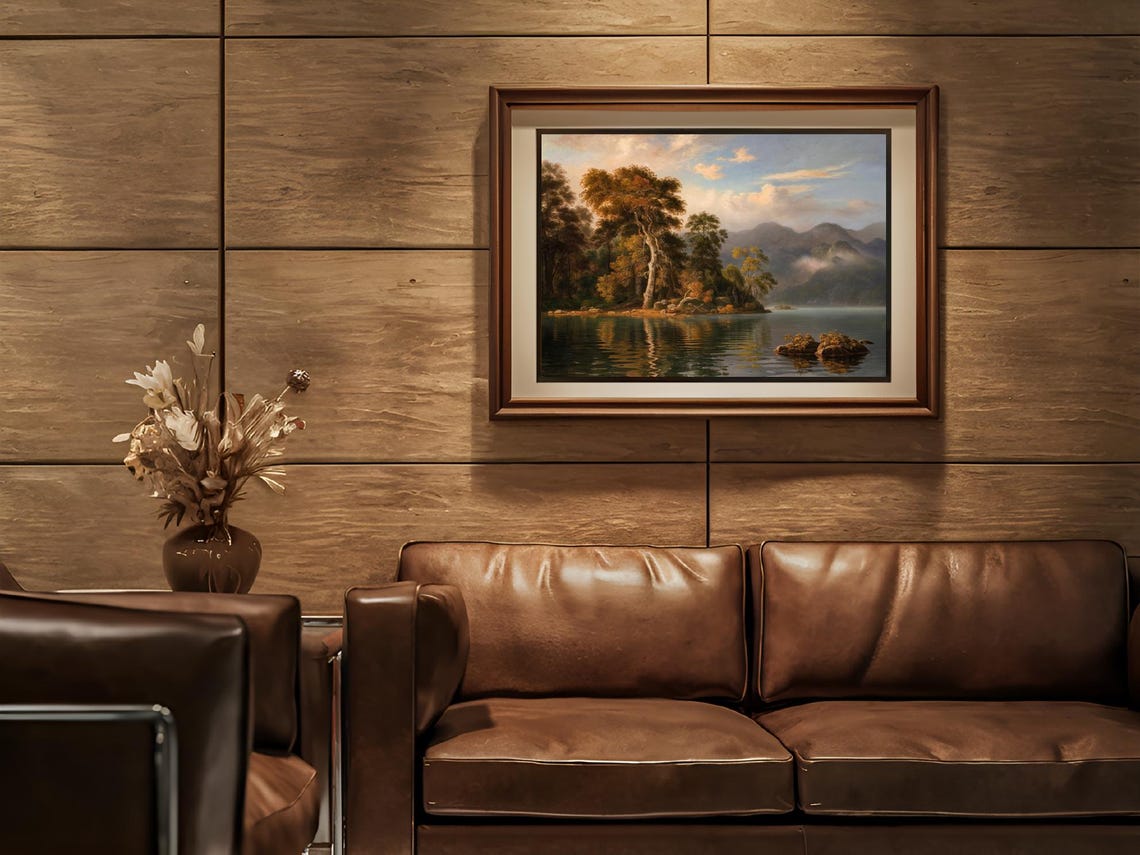 Mountain Lake Forest Nature Art Print Decor Wall Room